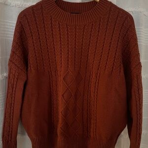 Burnt Orange Cable Knit Lightweight Sweater